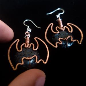 Bat Lava Stone Earrings