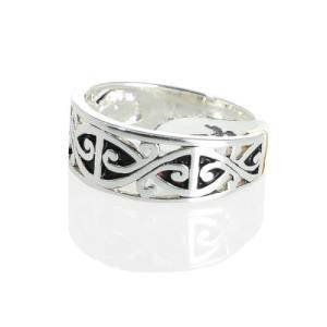 Oxidised Carved Tapered Sterling Band