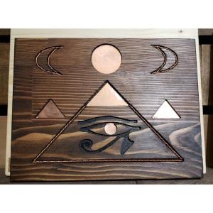 Wood and Copper Meditation Board - Egyptian Eye