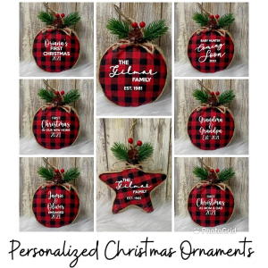 Buffalo Plaid Personalized Christmas Ornament