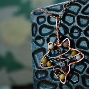 English Ivy Leaf - Mookaite Jasper - Copper Necklace