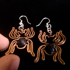 Spider Lava Stone Earrings