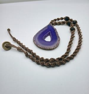 Purple Agate Gwmstone Necklace