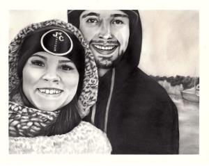 Commission Custom 11x14" Black and White Human Portrait Drawing (Two Person)