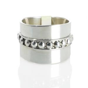 Sterling Silver Band Ribbed Center Tapered