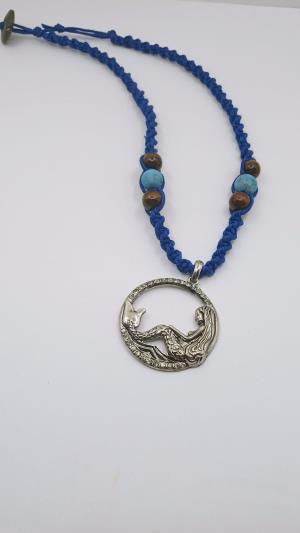 Mermaid Turquise Howlite Blue Hemp Necklace